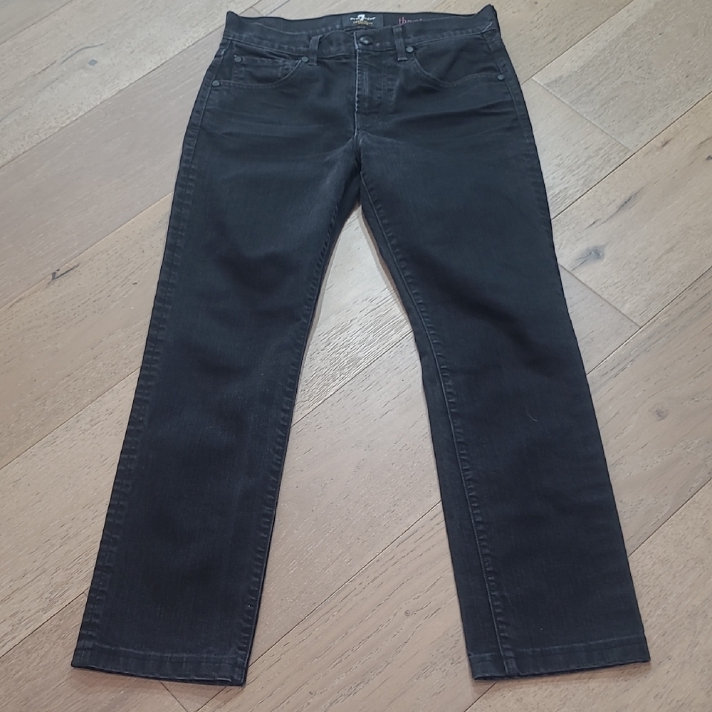 7 For All Mankind Jeans Men's sz 28/28 The Straight Black Denim Jeans